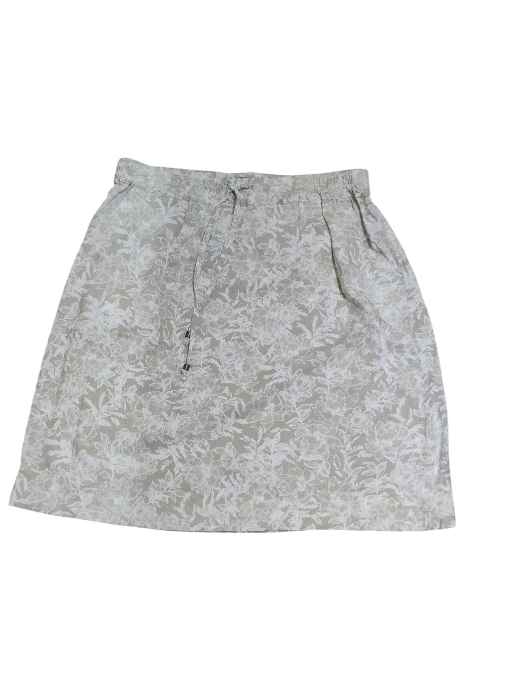 Eddie Bauer Beige Floral A-Line Skirt SZ S ❤️